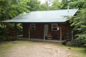 porch of log cabin rental in Hocking Hills