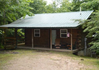 porch of log cabin rental in Hocking Hills