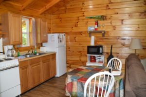 kitchen area in Trail Ridge cabin in Hocking Hills