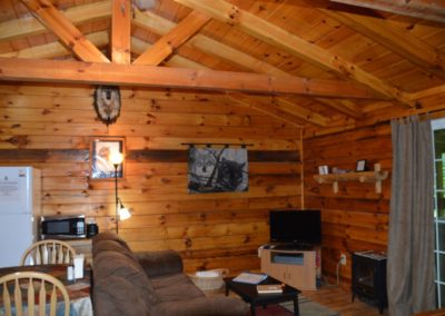 entertainment area in Silverwolf log cabin