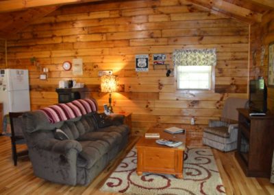 entertainment area in Yesteryear log cabin